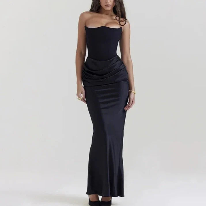 Satin Pleated Dress