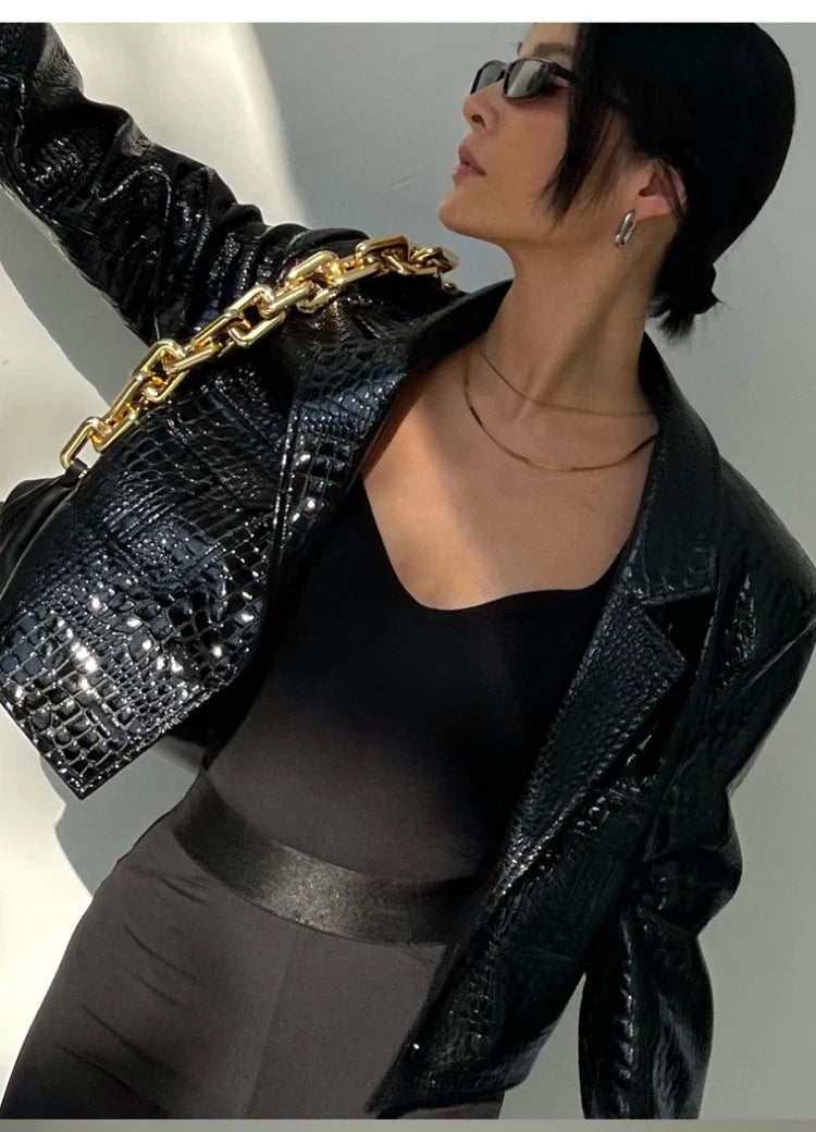 Leire Short Crocodile Jacket
