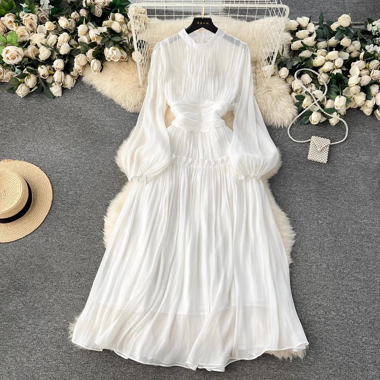 Puff Sleeve Midi Dress
