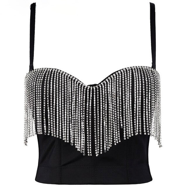 Rhinestone Tassel Top
