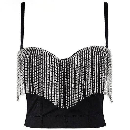 Rhinestone Tassel Top