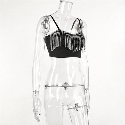 Rhinestone Tassel Top