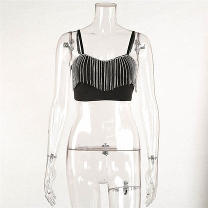 Rhinestone Tassel Top