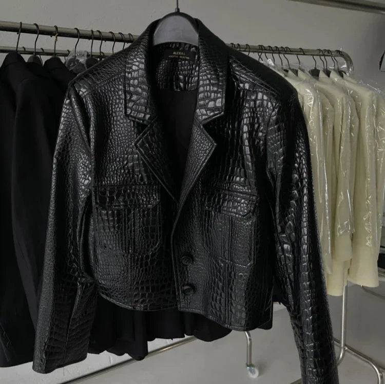 Leire Short Crocodile Jacket