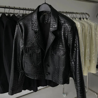 Leire Short Crocodile Jacket