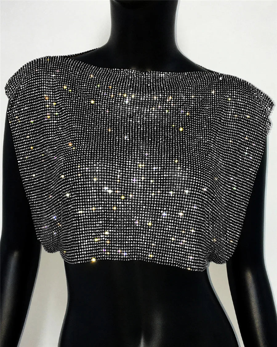 Rhinestone Metal Crop Top