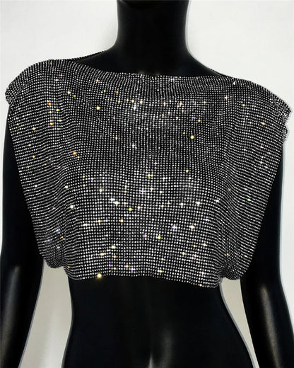 Rhinestone Metal Crop Top