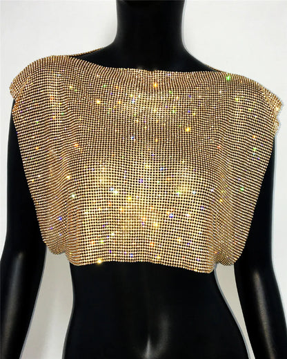 Rhinestone Metal Crop Top