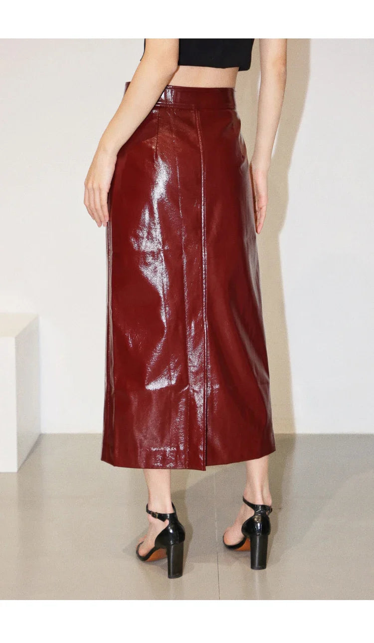 Aurora Leather Midi Skirt