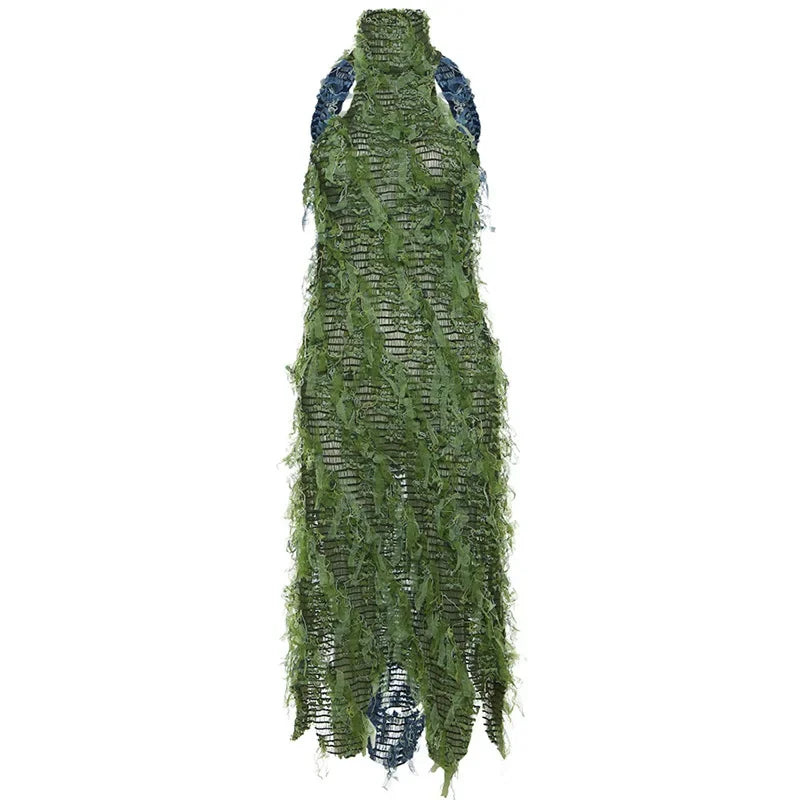Tassel Mesh Maxi Dress