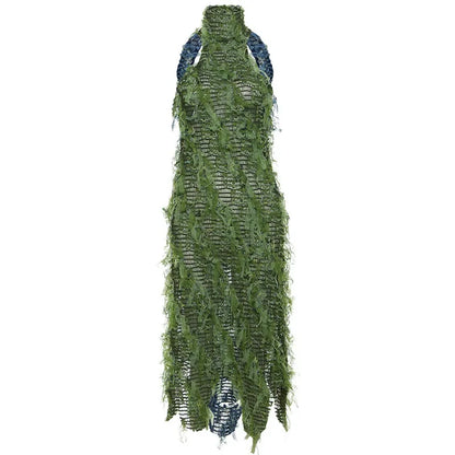 Tassel Mesh Maxi Dress