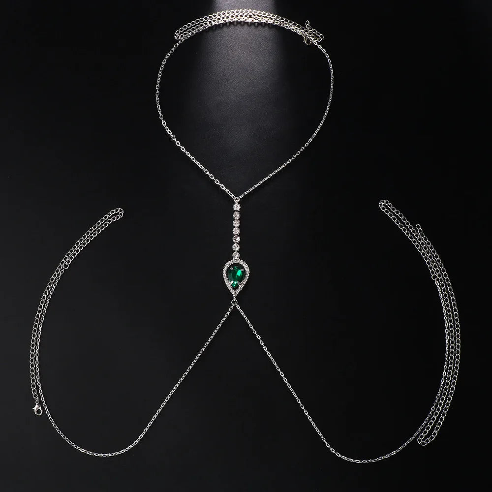 Green Crystal Chest Chain