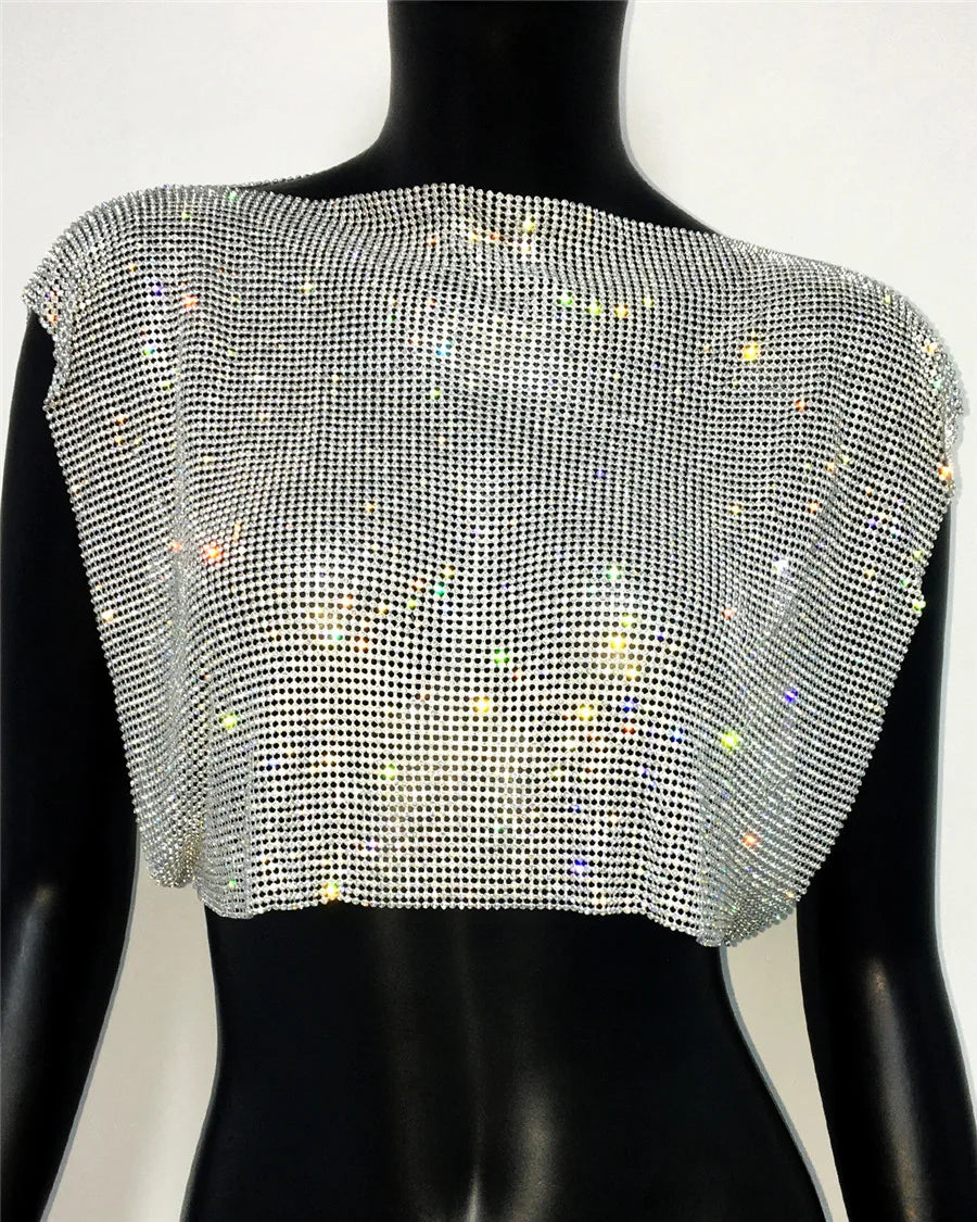 Rhinestone Metal Crop Top