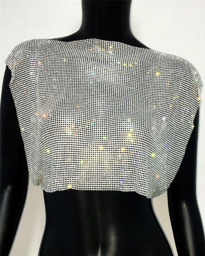 Rhinestone Metal Crop Top
