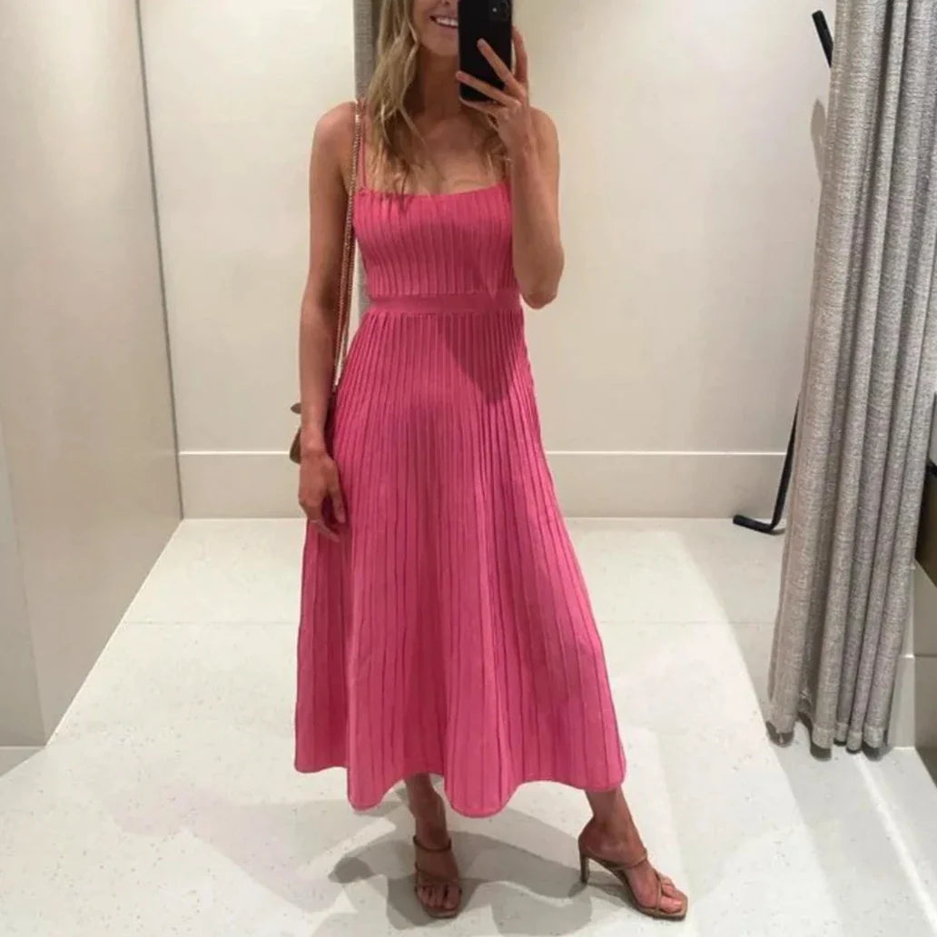 Knitted Pleated Long Dress