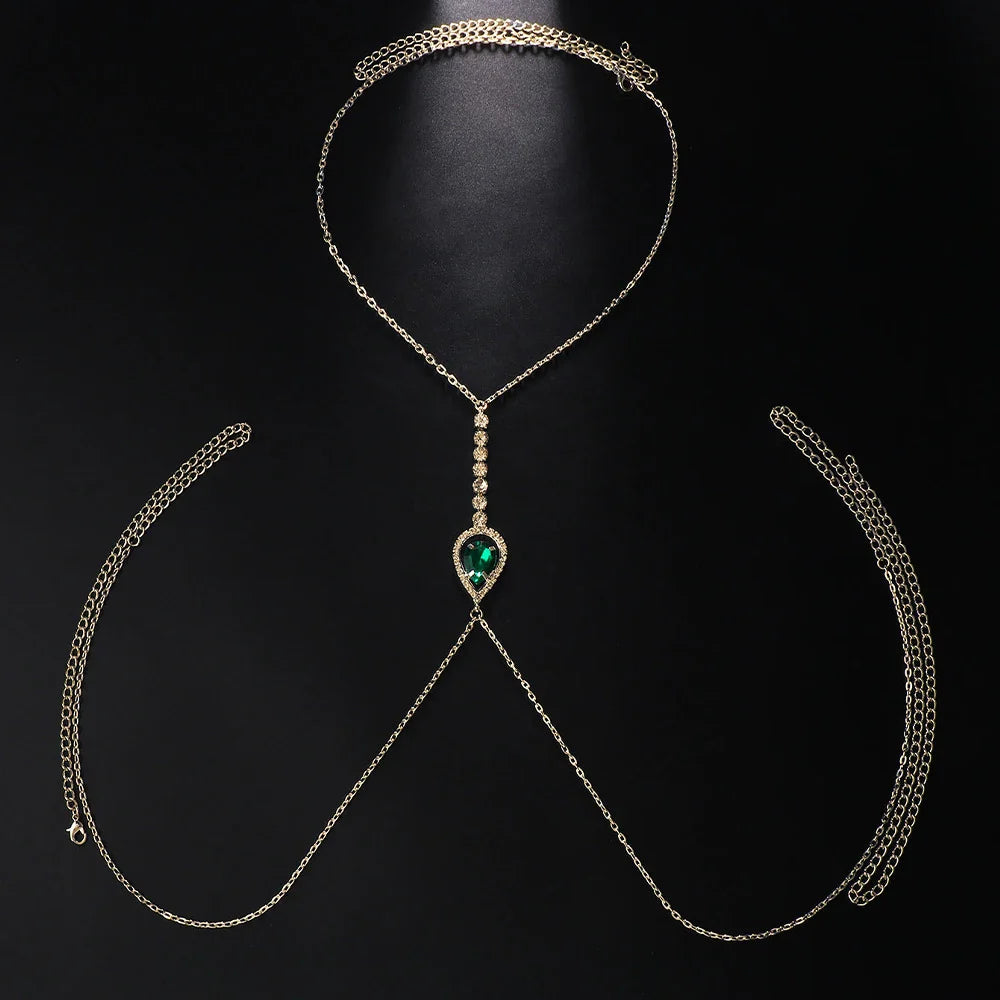 Green Crystal Chest Chain